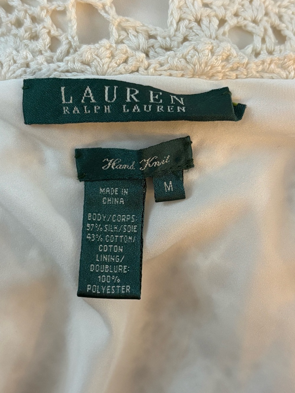 Lauren Ralph Lauren Sevilla Hand Knit Crochet Camisole Tank Pearl NWT Size M - Picture 13 of 13